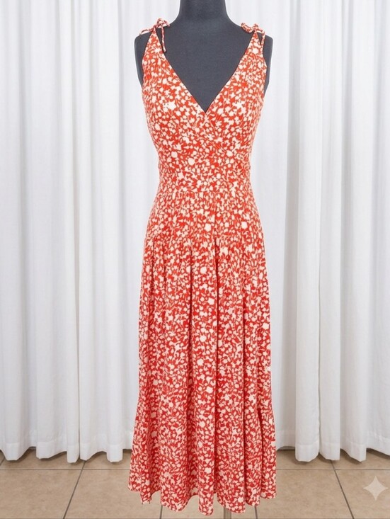 Marc By Marc Jacobs Dresses & Skirts - Marc by Marc Jacobs Red and White Floral Silk Maxi Dress with Tie Shoulders